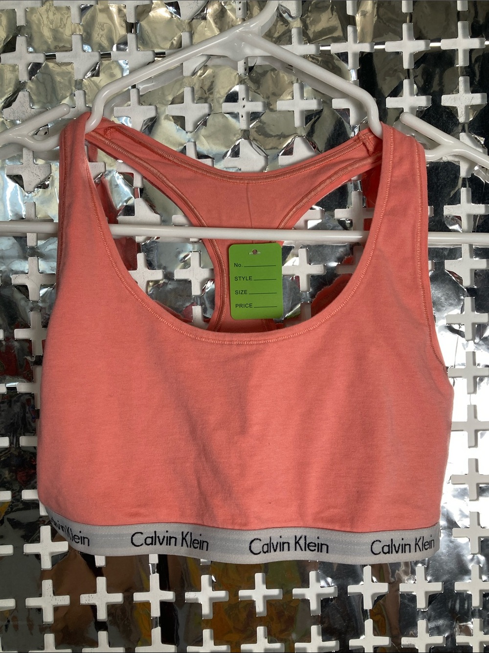 Calvin Klein Peach Racerback Bralette with Logo Band